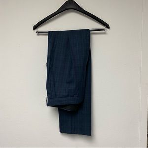 PLAID BLUE SUIT PANTS